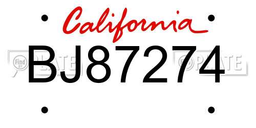 BJ87274 California License Plate