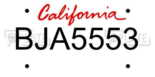 BJA5553 California License Plate