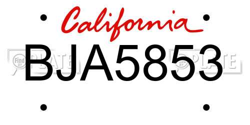 BJA5853 California License Plate