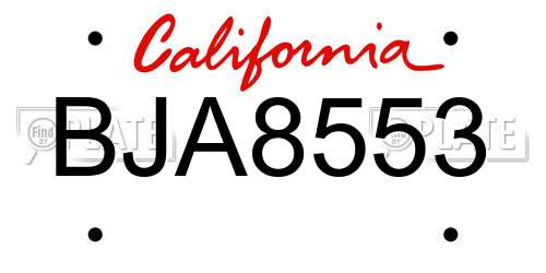 BJA8553 California License Plate
