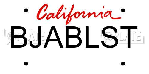 BJABLST California License Plate