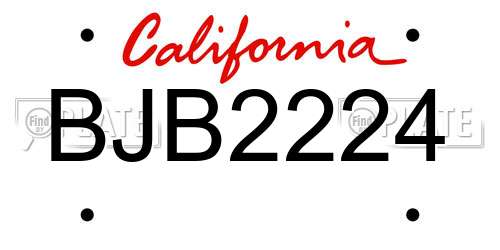 BJB2224 California License Plate