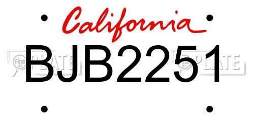 BJB2251 California License Plate