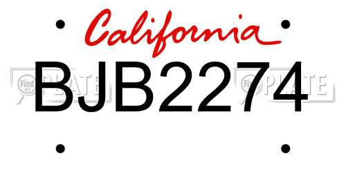 BJB2274 California License Plate