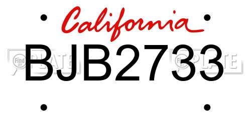 BJB2733 California License Plate