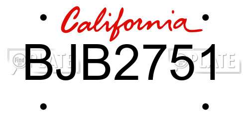 BJB2751 California License Plate
