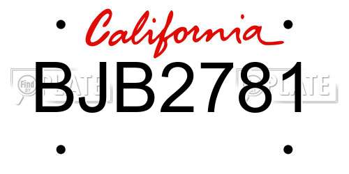 BJB2781 California License Plate