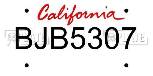 BJB5307 California License Plate