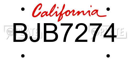 BJB7274 California License Plate