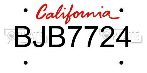 BJB7724 California License Plate