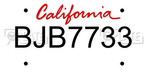 BJB7733 California License Plate