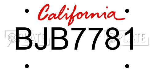 BJB7781 California License Plate