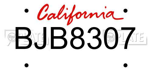 BJB8307 California License Plate