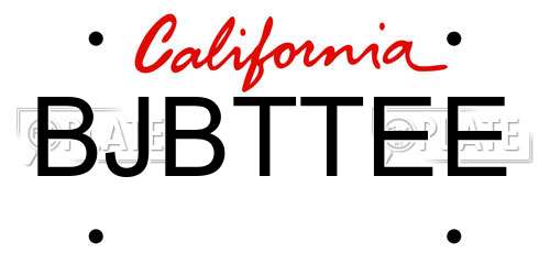BJBTTEE California License Plate