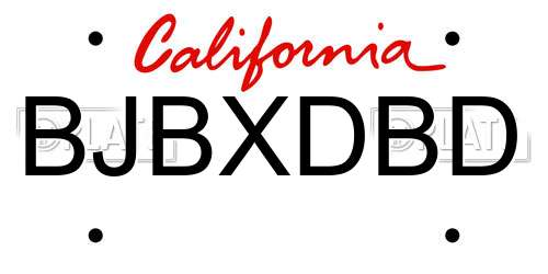 BJBXDBD California License Plate