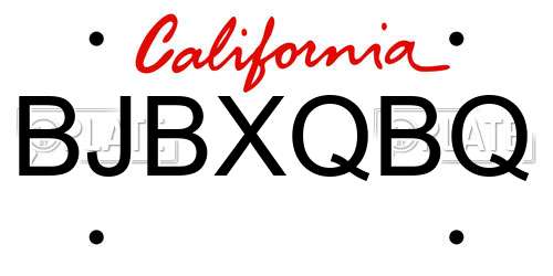 BJBXQBQ California License Plate