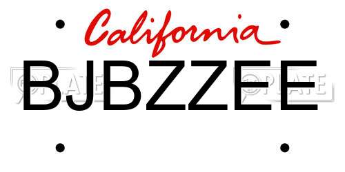 BJBZZEE California License Plate