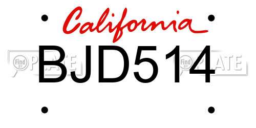BJD514 California License Plate