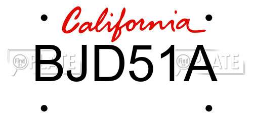 BJD51A California License Plate