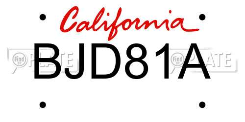 BJD81A California License Plate
