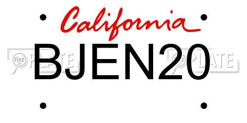 BJEN20 California License Plate