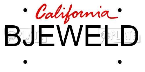BJEWELD California License Plate