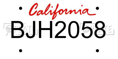 BJH2058 California License Plate