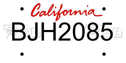 BJH2085 California License Plate