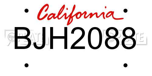 BJH2088 California License Plate