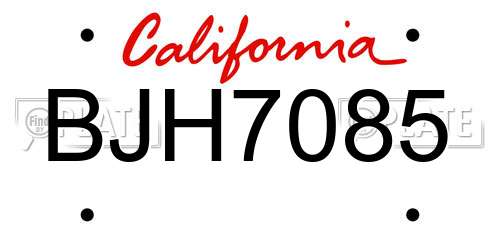 BJH7085 California License Plate
