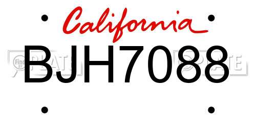 BJH7088 California License Plate