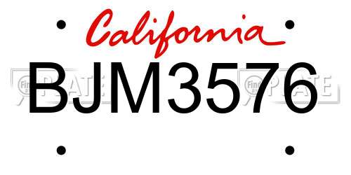 BJM3576 California License Plate
