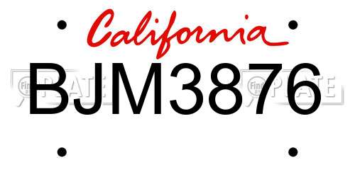 BJM3876 California License Plate