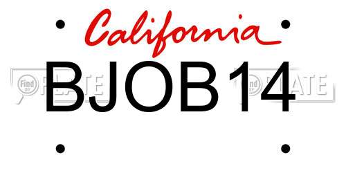 BJOB14 California License Plate