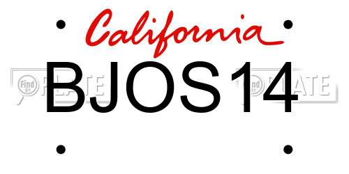 BJOS14 California License Plate