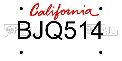 BJQ514 California License Plate