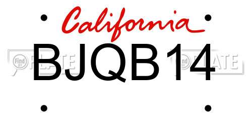 BJQB14 California License Plate