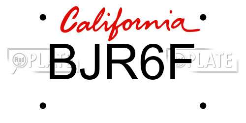 BJR6F California License Plate