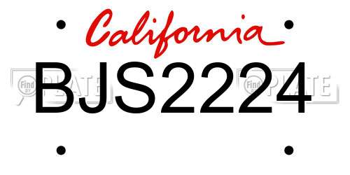 BJS2224 California License Plate