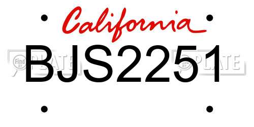 BJS2251 California License Plate