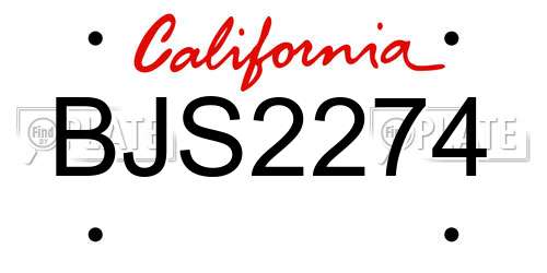 BJS2274 California License Plate