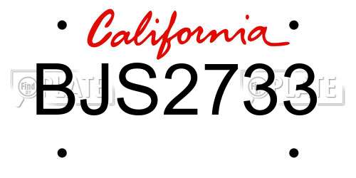 BJS2733 California License Plate