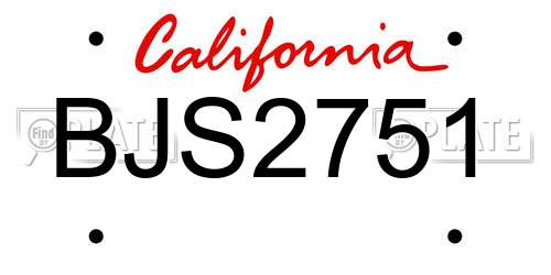 BJS2751 California License Plate