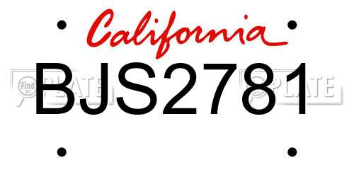 BJS2781 California License Plate