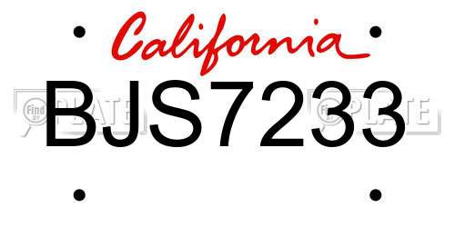 BJS7233 California License Plate