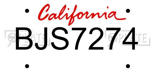 BJS7274 California License Plate