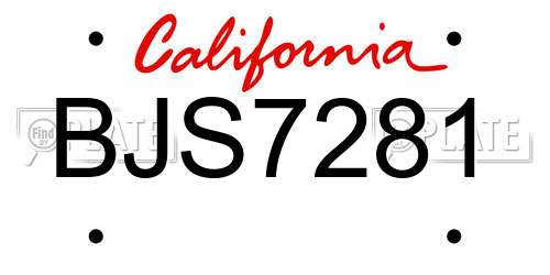 BJS7281 California License Plate