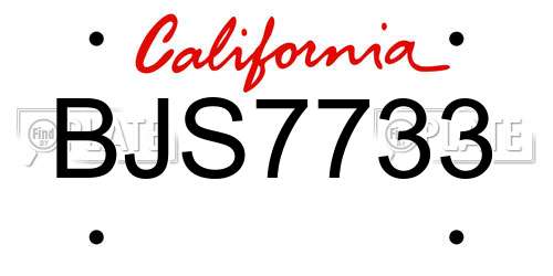 BJS7733 California License Plate