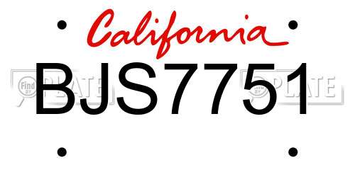 BJS7751 California License Plate