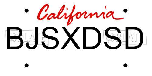 BJSXDSD California License Plate